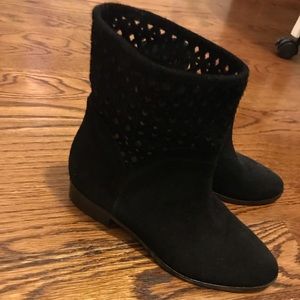 Short black suede booties